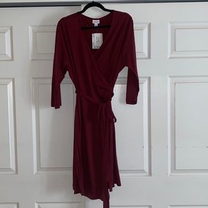 Maroon LulaRoe roe Michelle wrap dress 2XL